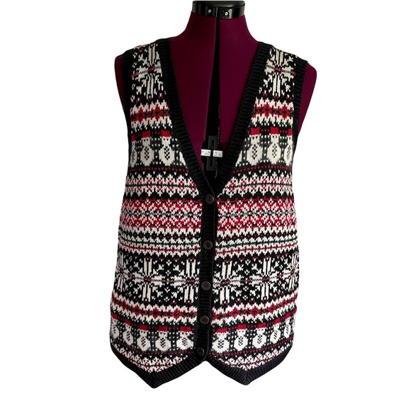 Vintage Erika Winter Snowman Snowflake Sweater Vest Holiday - Picture 2 of 5